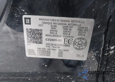 2018 Chevrolet Silverado 2500Hd Lt из США, поврежденный, VIN 1GC1KVEG2JF168903